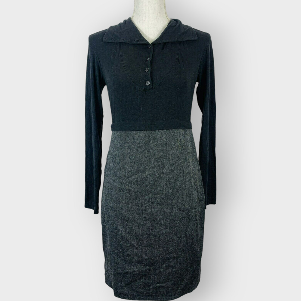 Transit Par Such Sheath Dress Long Sleeve Career Black Gray Knee Length Size 2